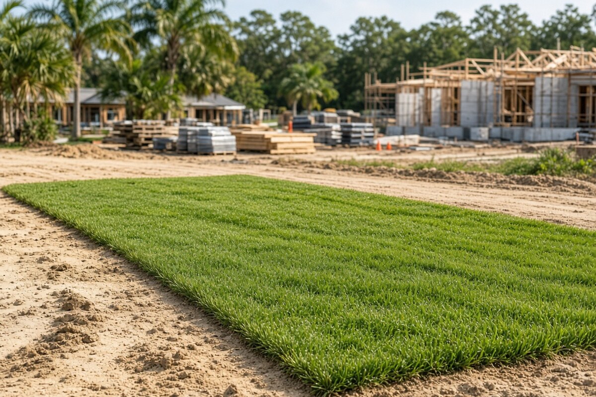 New construction lot prepared for sod in Groveland, Florida